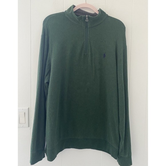 Polo Ralph Lauren Other - Polo Ralph‎ Lauren Sweater Mens XL Green Cotton 1/4 Zip Pullover Preppy Logo